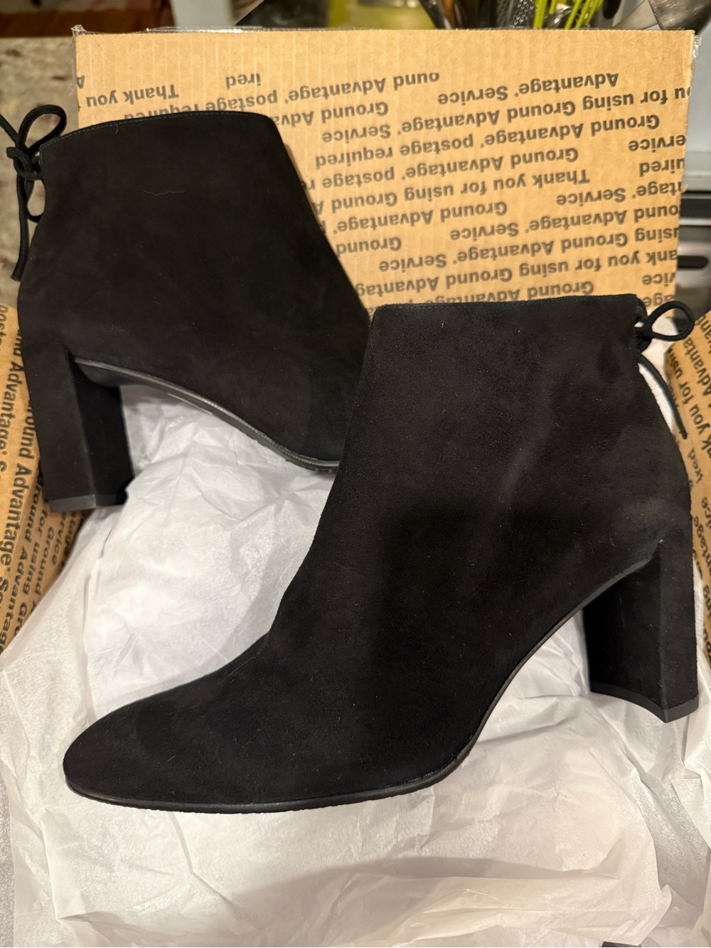 Stuart Weitzman Womens Lofty Ankle Boots Size 8.5 Black Suede Dress Career Chic